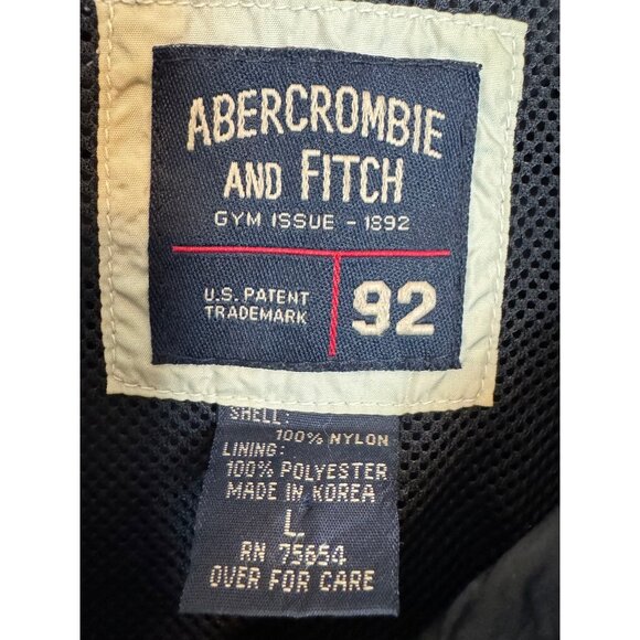 Vintage Abercrombie & Fitch Gym Issue 92 Mens Jacket L Navy Nylon Half-Zip Retro - Picture 3 of 5